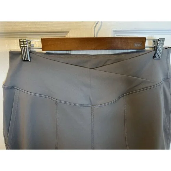 HALARA Crossover Pocket Split Hem Full Length Flare Leggings XL Petite Gray NWT - Picture 6 of 10